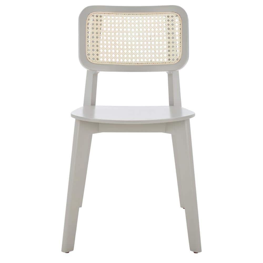 Luz Gray Wood and Cane Mid-Century Modern Side Chair
