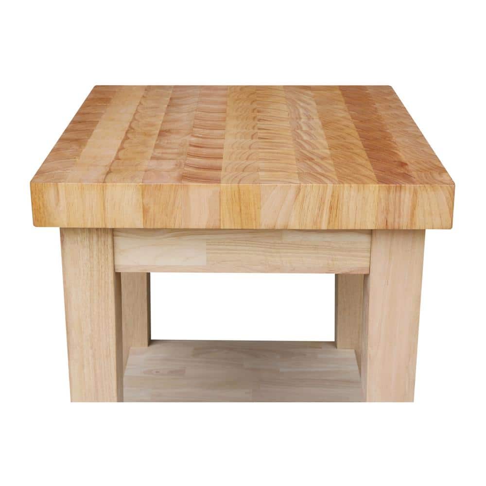 Solid Hardwood Unfinished Traditional Kitchen Island with Casters
