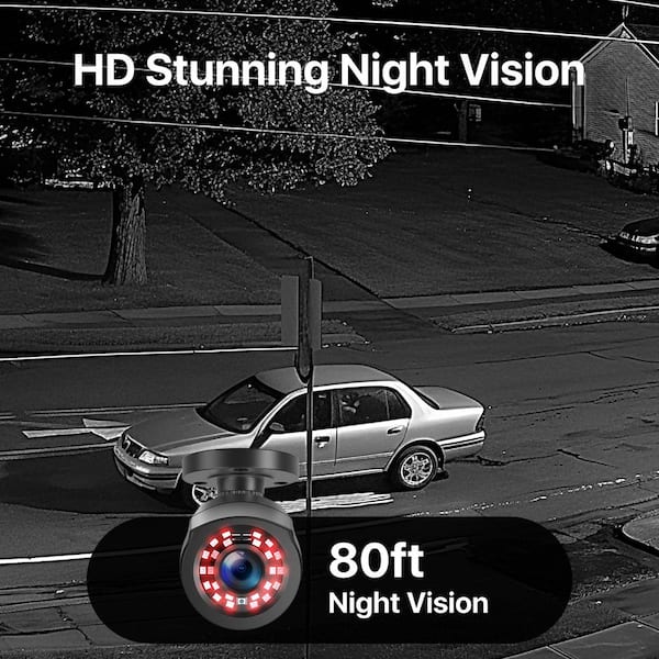 3K Lite 8-Channel Security Camera System with AI Human Vehicle Detection, 2PCS 1920TVL 1080P Outdoor Cameras, 500GB HDD