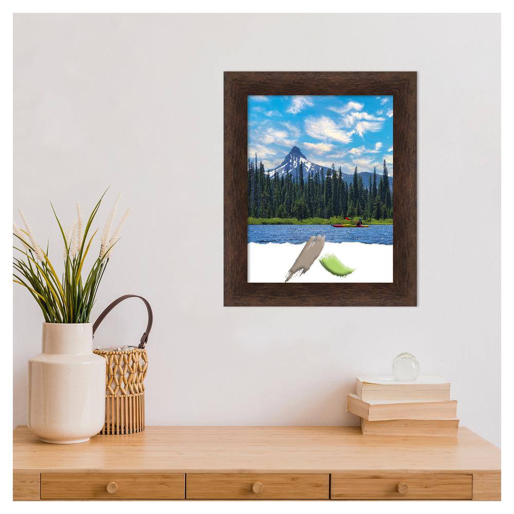 11"x14" Opening Size Narrow Wood Picture Frame Art Warm Walnut - Amanti Art: Includes Mounting Hardware, Acrylic Glazing
