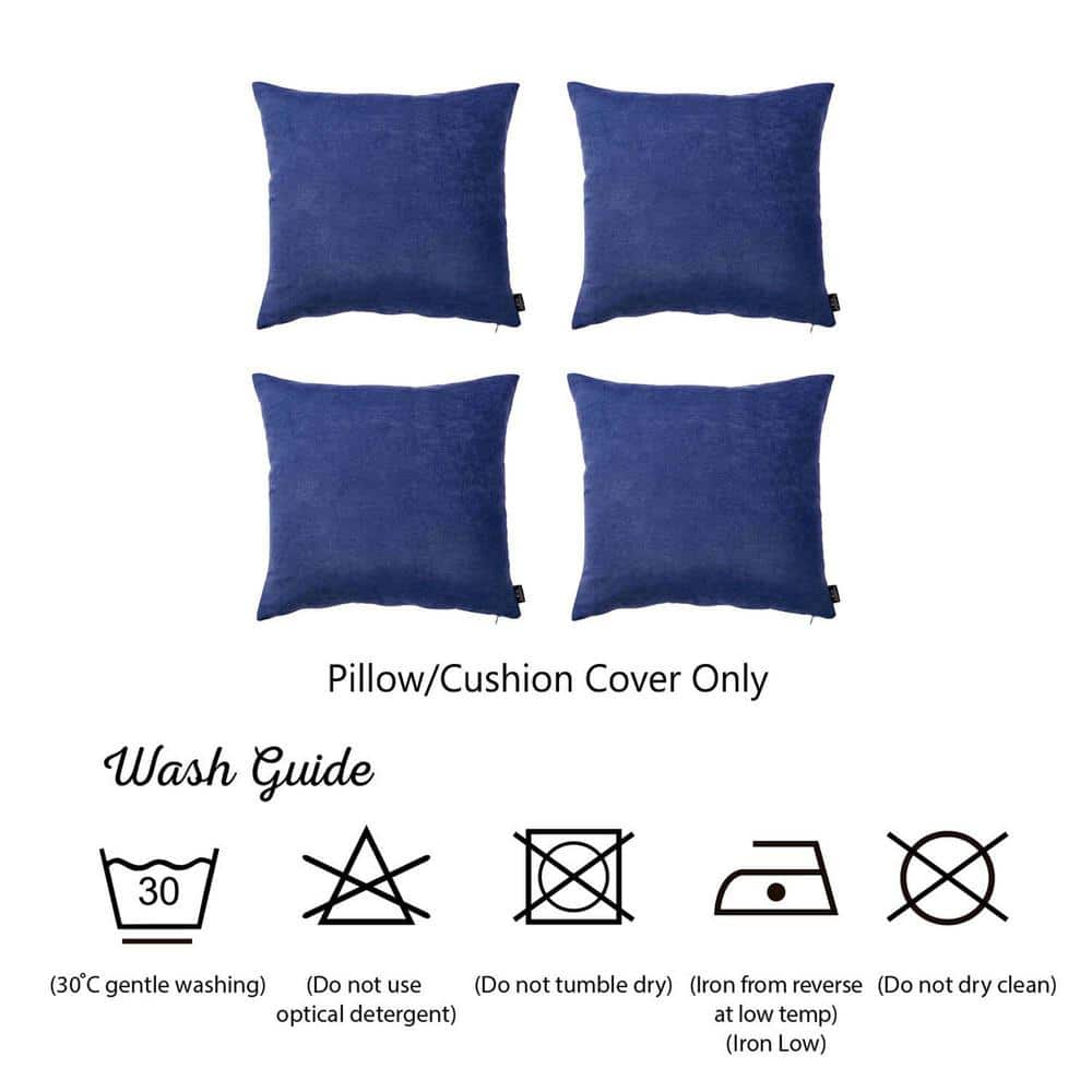 Navy Blue Polyester 26" x 26" Decorative Pillow Covers Set of 4