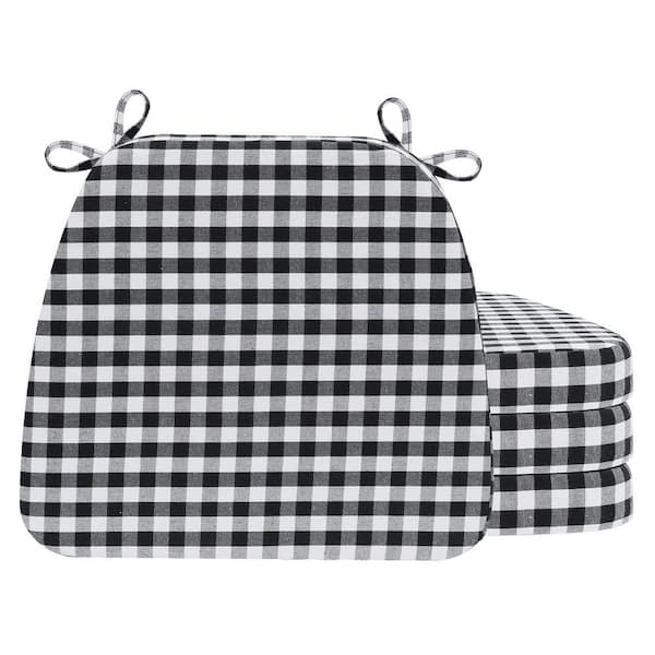 AAAAAcessories Square-Shaped Indoor/Outdoor Seat Cushion for Dining Chairs with Ties and Removable Cover in Black and White (4-Pack)