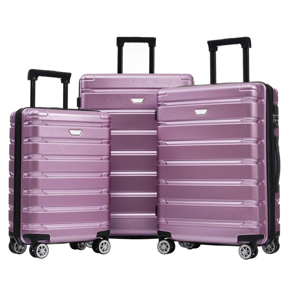 Merax 3 Piece Purple Expandable ABS and PC Hardshell Spinner 20 in. 24 in. 27 in. Luggage Set with TSA Lock Telescopic Handle LJYXB0014AAI The Home Depot