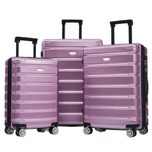 3-Piece Purple Expandable ABS and PC Hardshell Spinner 20 in. 24 in. 27 in. Luggage Set with TSA Lock, Telescopic Handle
