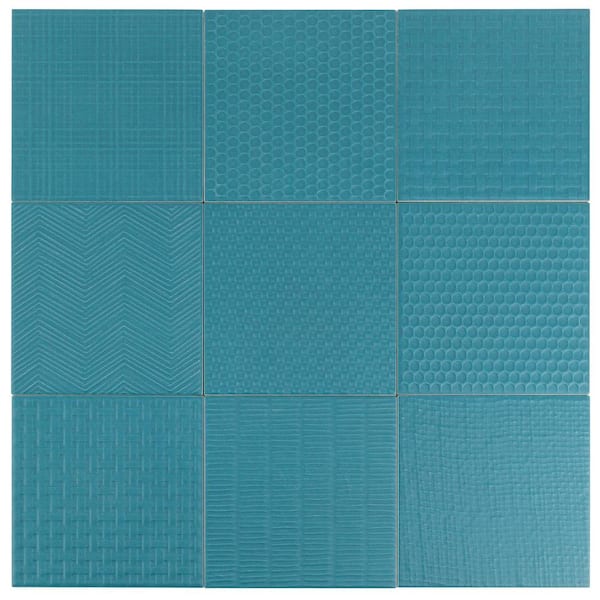 Ivy Hill Tile Oakland Decor Teal 6 in. x 6 in. 7mm Matte Porcelain Floor and Wall Tile (44 pieces 10.76 sq. ft. / box)