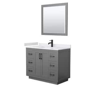 Miranda 42 in. W Single Bath Vanity in Dark Gray with Cultured Marble Vanity Top in White with White Basin and Mirror