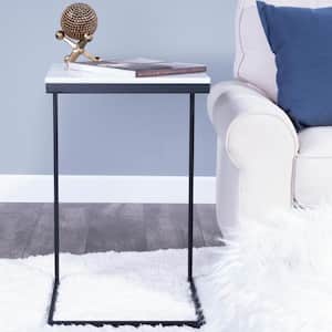 Charlie 16 in. Black and White Square Marble End Table