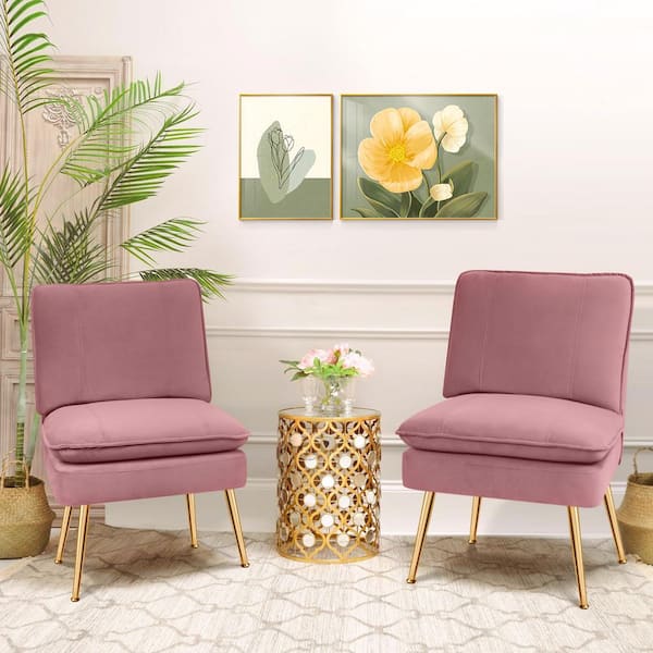 JEAREY Purple 1-Piece Armless Upholstered Leisure Tight Back Accent Side Chair with Cushion Set of 2