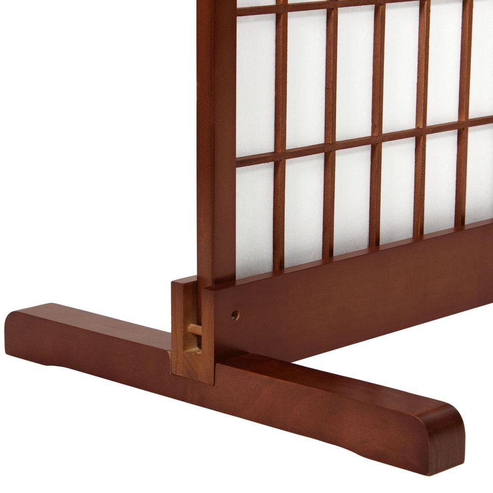 Walnut Stained 3-Panel Floor Standing Room Divider Stand