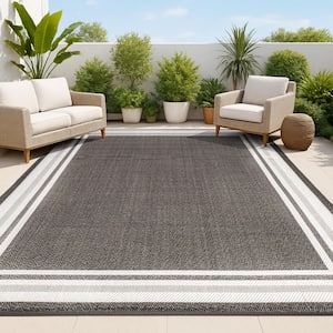 JONATHAN Y James Modern Black/Cream 5 ft. x 8 ft. Border Stripe
