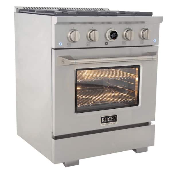 30 in. 4.2 cu. ft. 4-Burners Dual Fuel Range for Propane Gas in Stainless Steel with Horus Digital Dial Thermostat