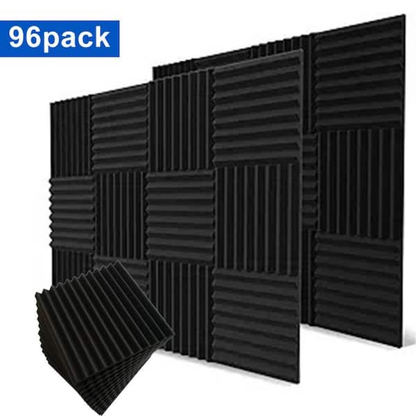 1 in. T x 1 ft. x 1 ft. Black Professional Acoustic Foam Sound Absorbing Panel for Wall Noise Reduction 96-Pack