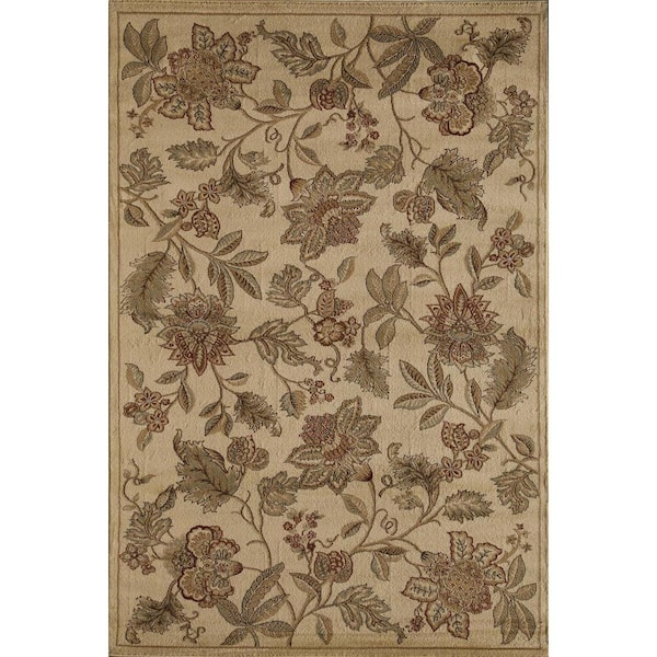 Rugs America Clary Bouquet of Blossoms Beige 2 ft. 3 in. x 7 ft. 10 in. Rectangular Runner