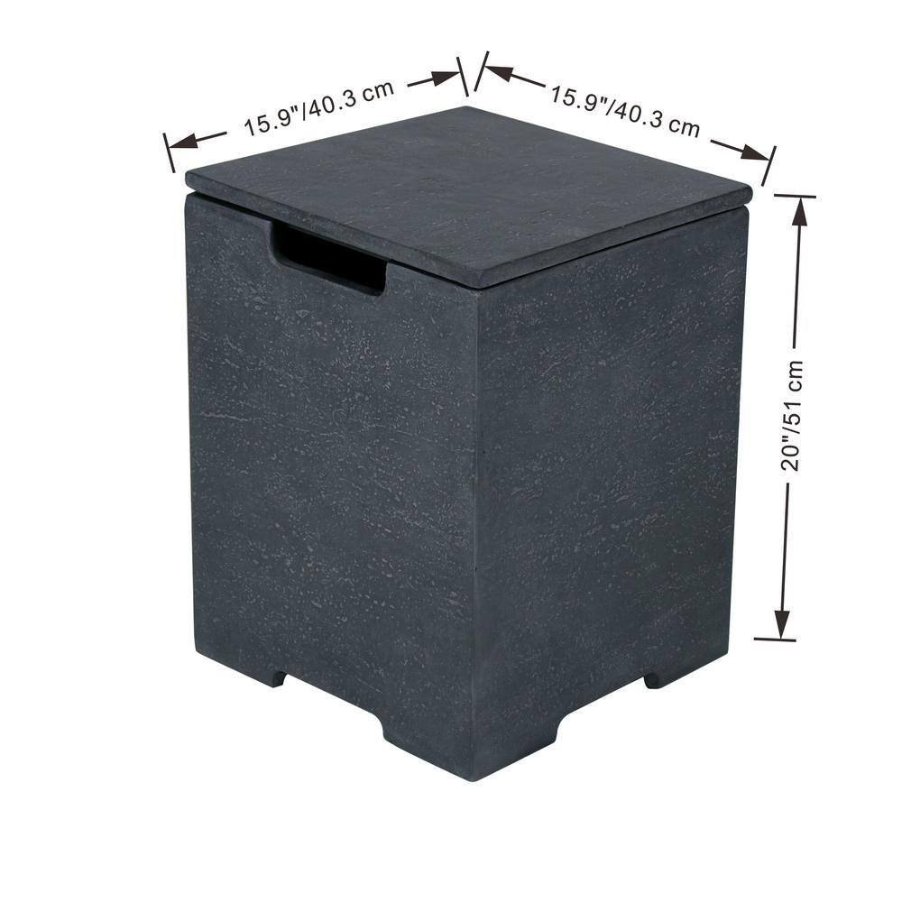 Dark Gray Square Concrete Propane Tank Cover, 16" x 20.5"