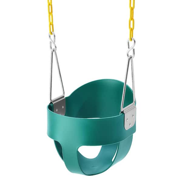 Toddler Swing Seat, Metal Outdoor Swing Set with High Back Full Bucket Baby Swing, 150 lbs. Capacity, Carabiners