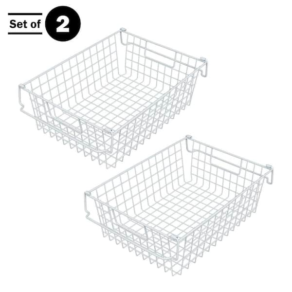 Home-Complete Set of 2 Storage Bins - Basket Set for Toy, Kitchen, Closet, and Bathroom Storage Organizers with Handles (Black)