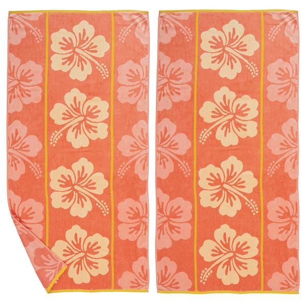 FRESHFOLDS Orange 100% Cotton 2 Pack Premium Luxury Soft Beach Towel
