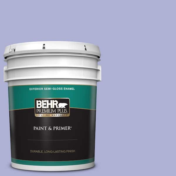 BEHR PREMIUM PLUS 5 gal. #620B-4 Pixie Violet Semi-Gloss Enamel Exterior Paint & Primer