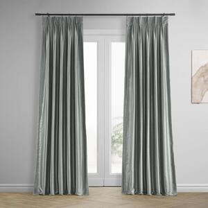 Gray Textured Pinch Pleat Blackout Curtain - 25 in. W x 84 in. L (1 Panel)