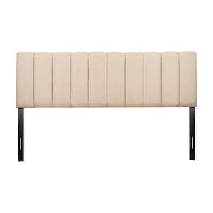 Helena Adjustable Cream King Upholstered Headboard with Channel Tufting