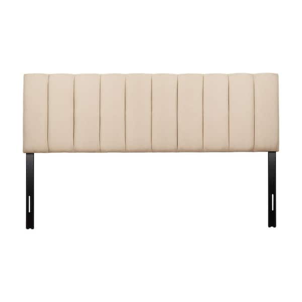 CorLiving Helena Adjustable Cream King Upholstered Headboard with Channel Tufting