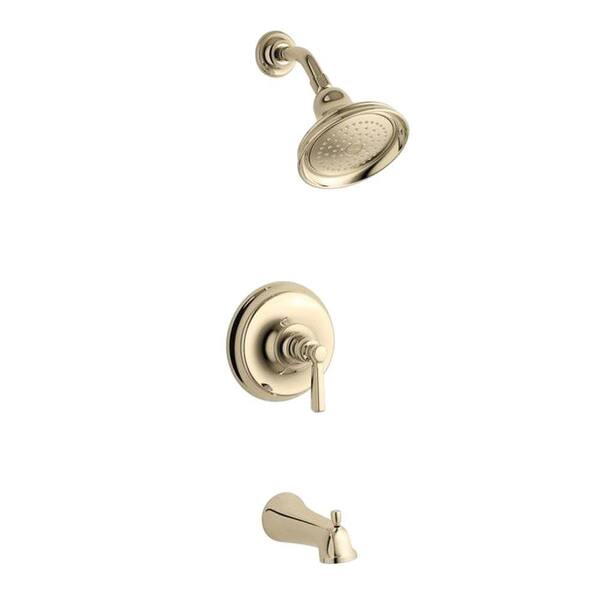 KOHLER Bancroft 1-Handle Rite-Temp Pressure-Balance Tub and Shower Faucet Trim Kit in Vibrant French Gold (Valve Not Included)