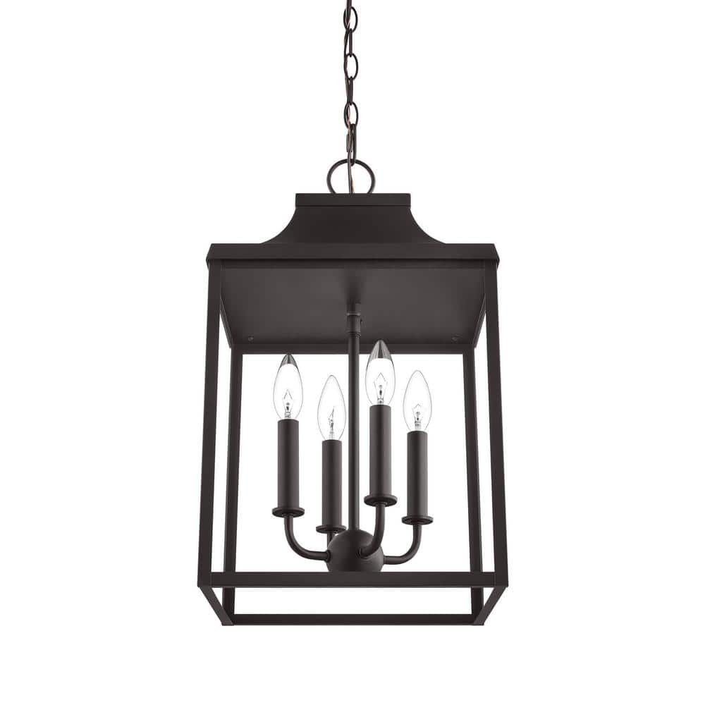 Tattenhall 11.625 in. W 4-Light Espresso Bronze Lantern Pendant Light -  Hampton Bay, LEN9904AX-01