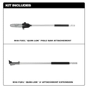 M18 FUEL 10 in. Pole Saw Attachment with QUIK-LOK 3 ft. Attachment Extension