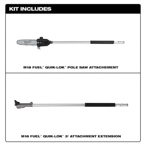 M18 FUEL 10 in. Pole Saw Attachment with QUIK-LOK 3 ft. Attachment Extension