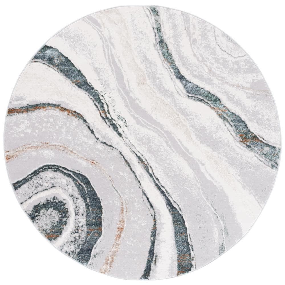 SAFAVIEH Alenia Gray/Ivory 7 ft. x 7 ft. Agate 2-Toned Round Area Rug ...