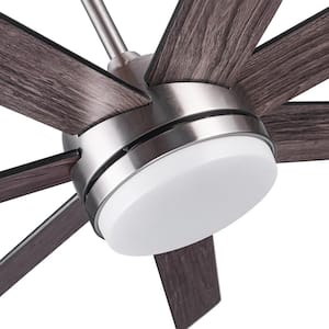 62 in. Smart Indoor Sliver Plywood Ceiling Fan with Remote Control and Color Changing