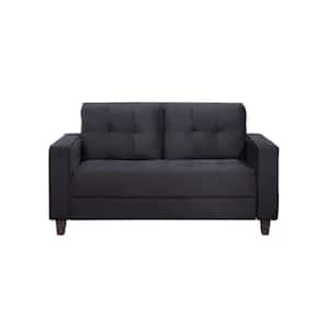 60.63 in. x 28 in. x 34.25 in. Square Armchair Velvet Modern Sofa Black