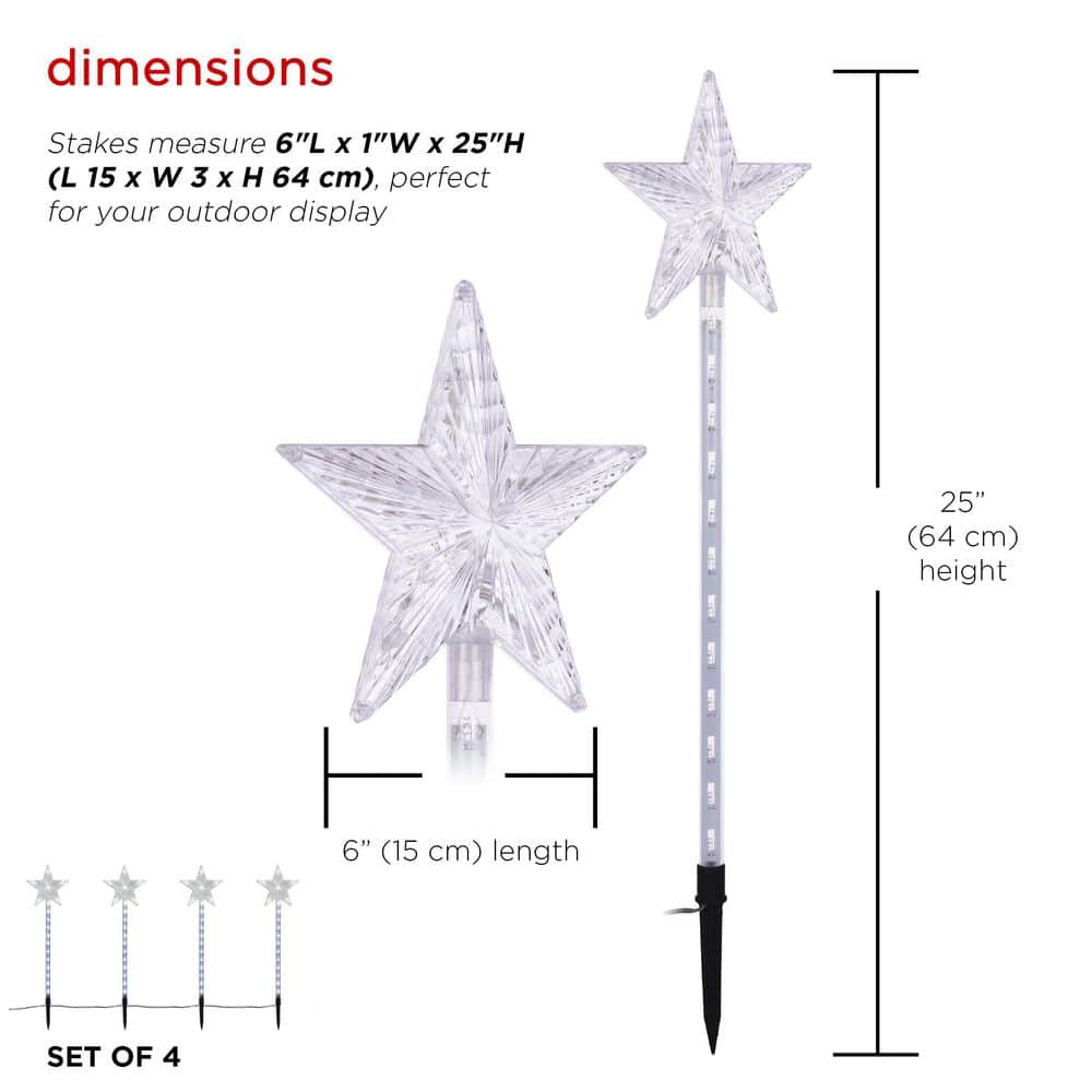 Shooting Star LED Pathway Stakes, 4-Pack, Cool White