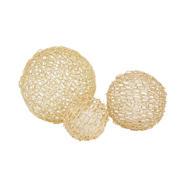 CosmoLiving by Cosmopolitan Gold Metal Geometric Sculpture (Set of 3)