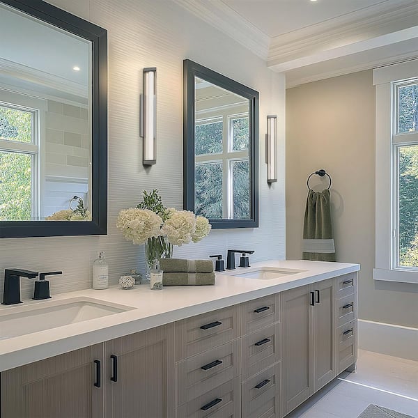 Boulevard 24 in. 1-Light Brushed Nickel Integrated LED Vanity Light/ Wall Sconce with Acrylic Shade and Selectable 4CCT