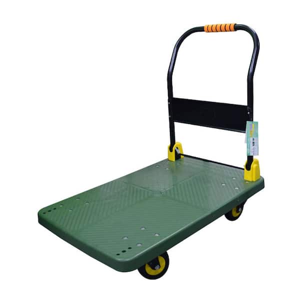 ANGELES HOME 880 lb. Load Capacity Folding Push Cart Dolly with Swivel Wheels and Non-Slip Loading Area