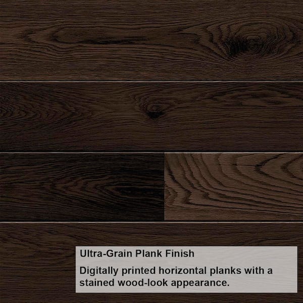 Modern Steel 8 ft x 7 ft 18.4 R-Value Insulated Wood Look Plank Espress Garage Door without Windows