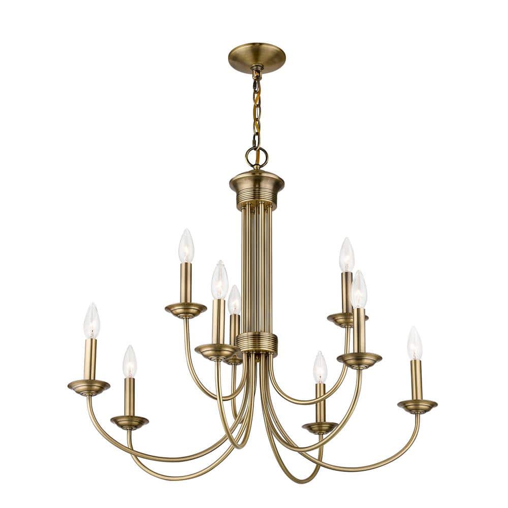 Antique Brass 9-Light Candle Style Chandelier