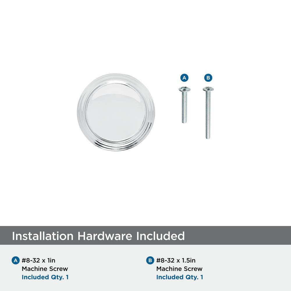 Polished Chrome Round Cabinet Knob with Mounting Hardware