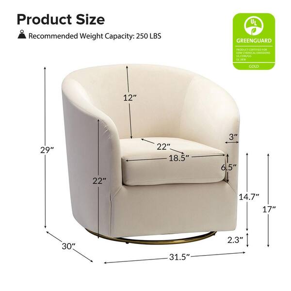 JAYDEN CREATION Estefan Tan Comfy Velvet Swivel Barrel Chair