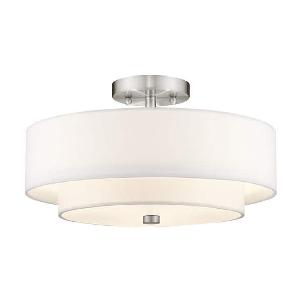 Mercury 3 Light Brushed Nickel Semi Flush Mount