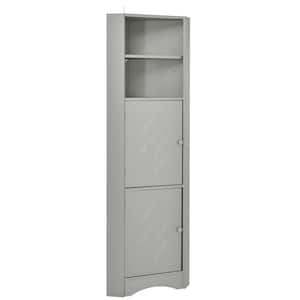 14.96 in. W x 14.96 in. D x 61.02 in. H Triangle Gray Linen Cabinet with Doors and Adjustable Shelves for Bathroom