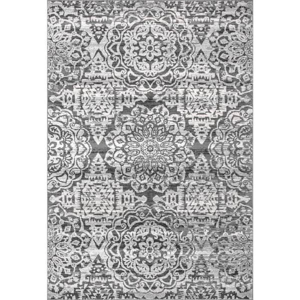 nuLOOM Bellamy Country Floral Gray 8 ft. x 10 ft. Area Rug