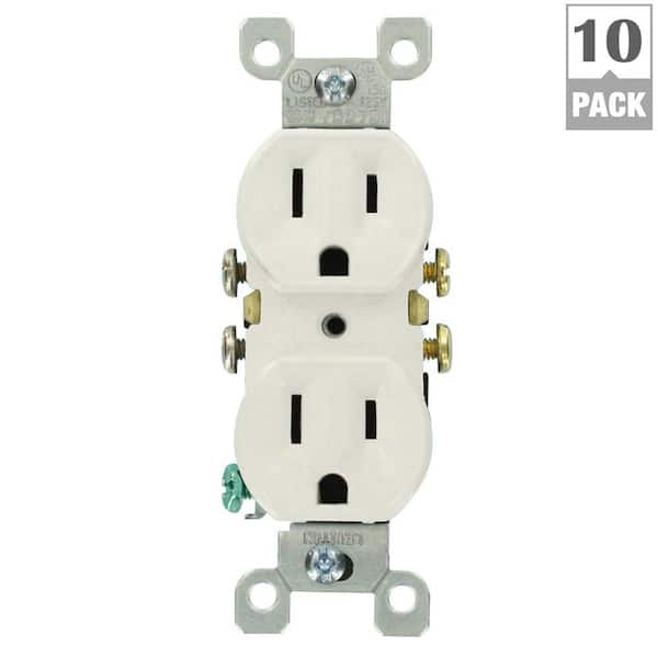 Leviton 15 Amp Residential Grade Grounding Duplex Outlet, White Leviton 15 Amp Residential Grade Grounding Duplex Outlet, White