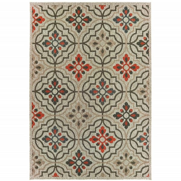 Gray 8 ft. x 10 ft. Loomed Polypropylene Rectangle Indoor/Outdoor Area Rug