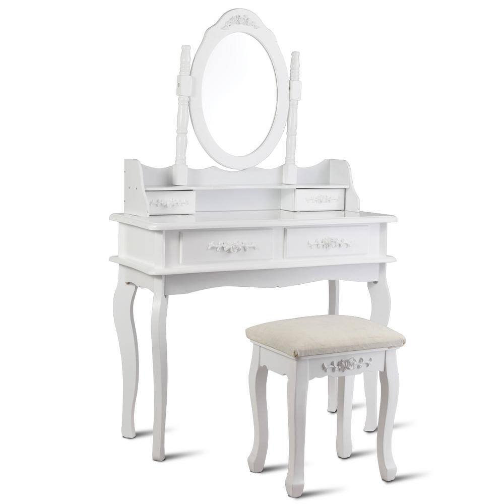 Details about   Girls Vanity Makeup Kids Dressing Table Set w/ Stool Drawer Mirror Jewelry White 