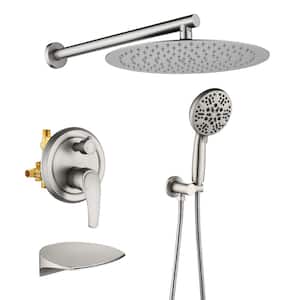 AUE Single-Handle 7-Spray 10 in. Round High Pressure Shower Faucet in Brushed Nickel (Valve Included)
