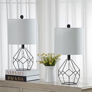 Detroit 18 .75 in. Black Table Lamp with with White Shade (Set of 2)