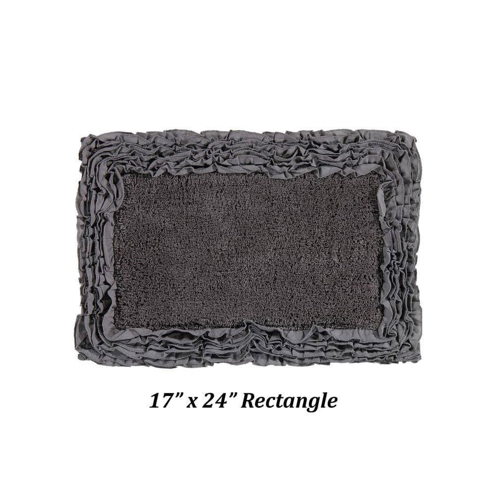 Better Trends Gray Shaggy Border Cotton 3 Piece Bath Rug Set