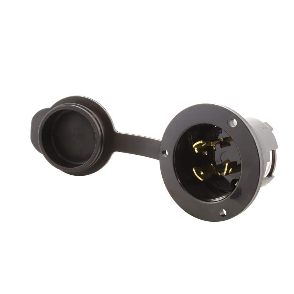 30 Amp Locking 3-Prong 250-Volt NEMA L6-30P Flanged Power Input Inlet with 